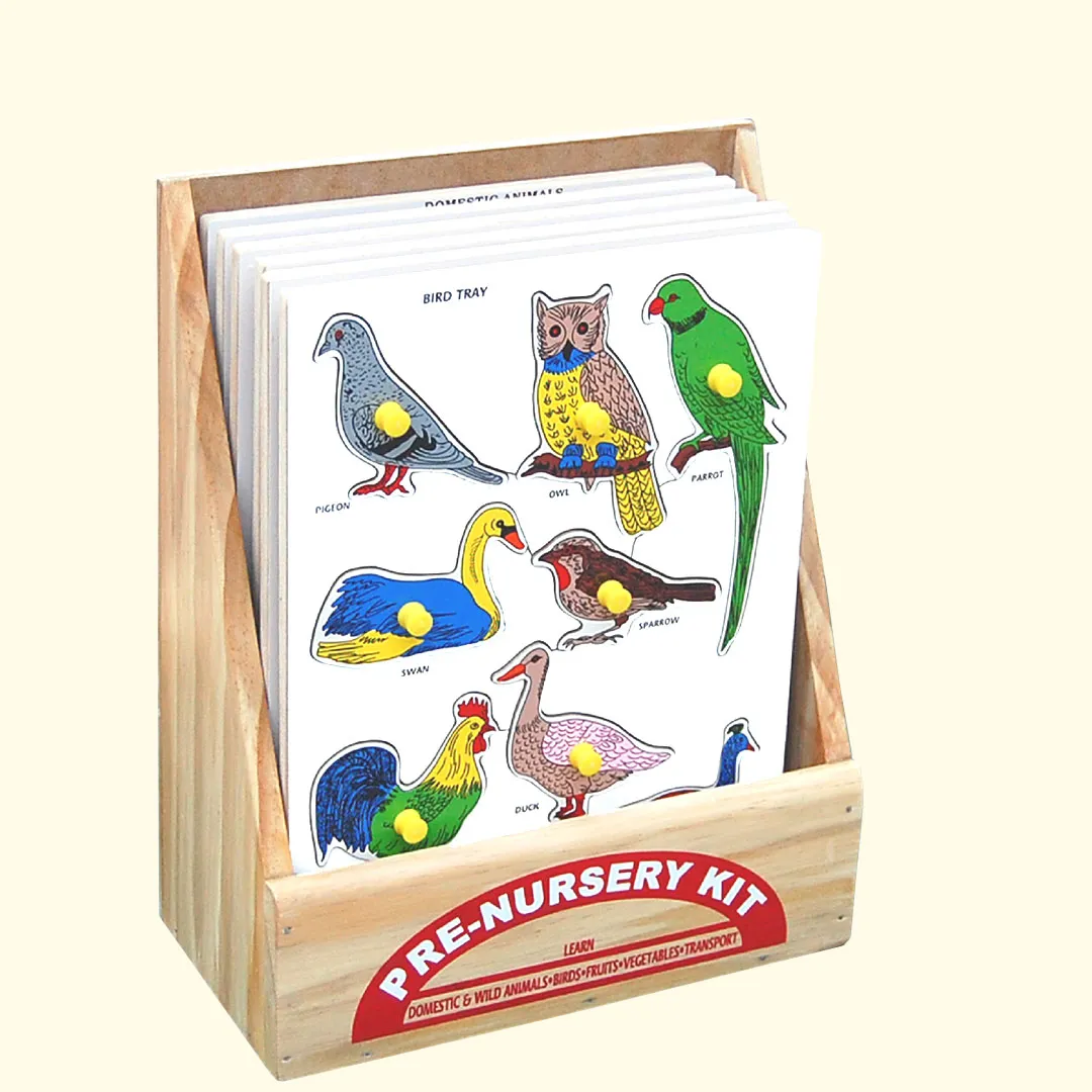 Wooden display case showcasing various birds and animals.