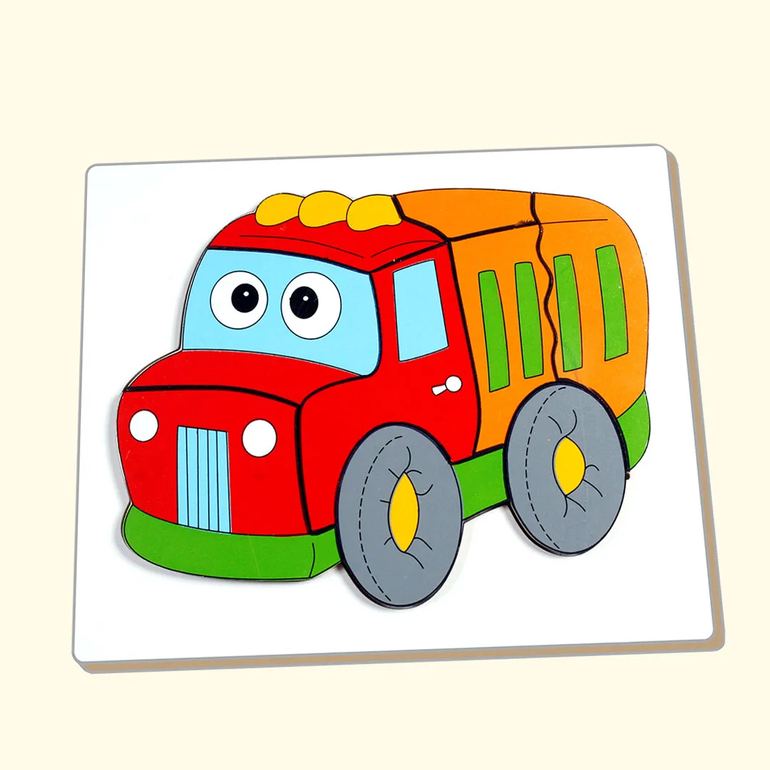 Wooden puzzle of a cute cartoon bus.